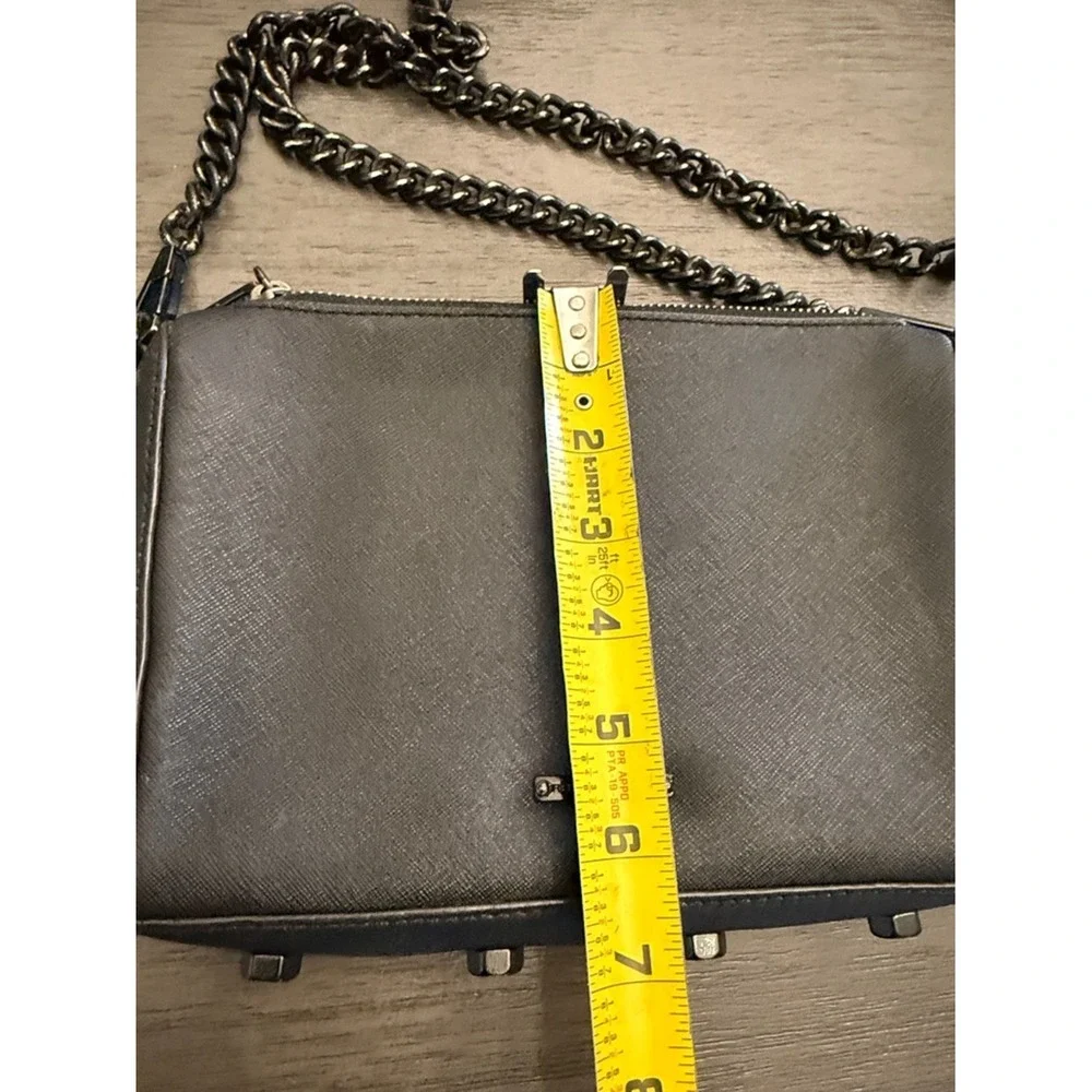Rebecca‎ Minkoff Avery Crossbody Bag Black Saffiano Leather Gunmetal Chain OS